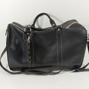 Barrington RB Classic Black Leather's Pebble Leather‎ Travel Weekender Bag